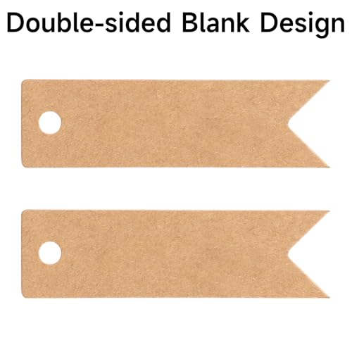 G2PLUS 100PCS Mini Kraft Paper Gift Tags with String, 2.8 x 0.8 in Blank Paper Present Tags, Brown Hang Tags with Jute Twine for DIY Arts & Crafts, Businesses, Wedding, Christmas Party Favors - Image 3