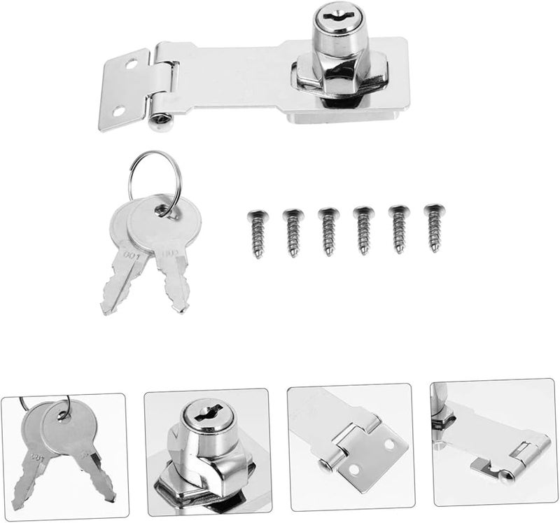 Operitacx Polished Medium Hasp Lock with Keys for Cabinets and Wooden Doors Easy Installation - Image 3