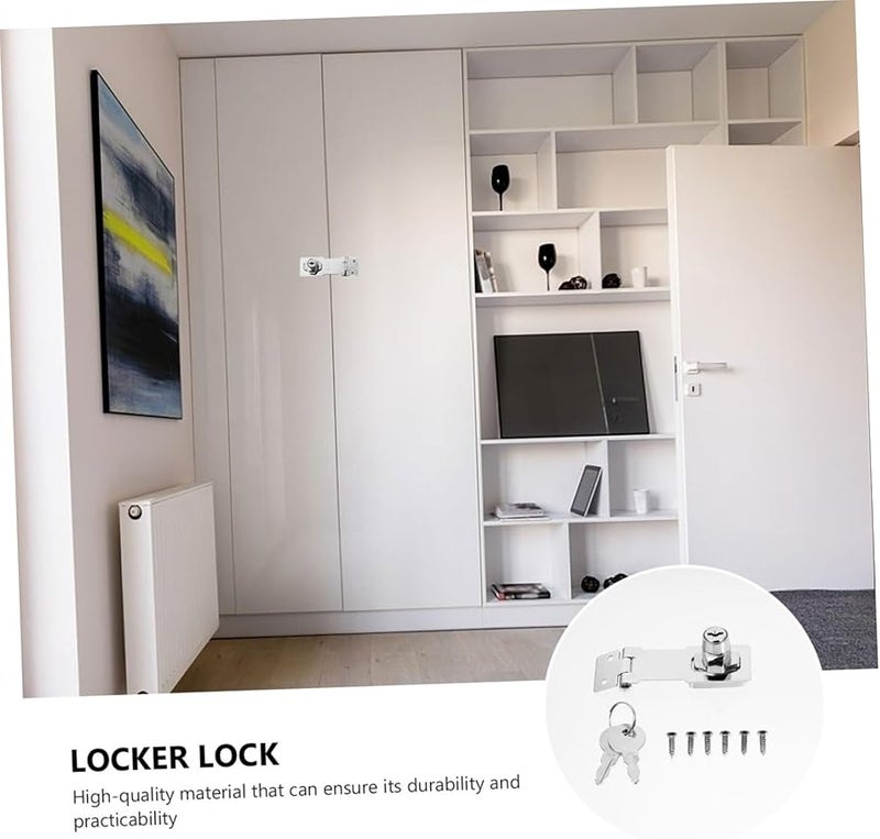 Operitacx Polished Medium Hasp Lock with Keys for Cabinets and Wooden Doors Easy Installation - Image 4