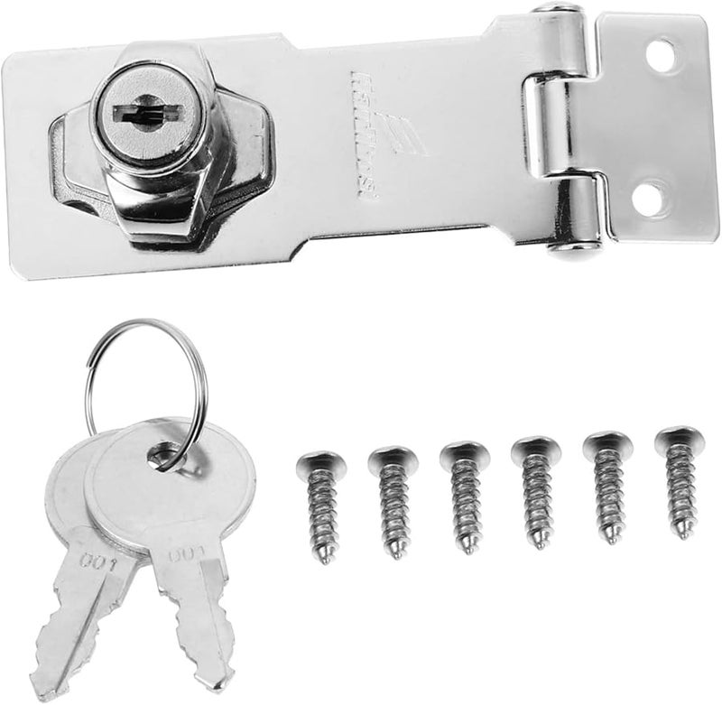 Operitacx Polished Medium Hasp Lock with Keys for Cabinets and Wooden Doors Easy Installation - Image 2