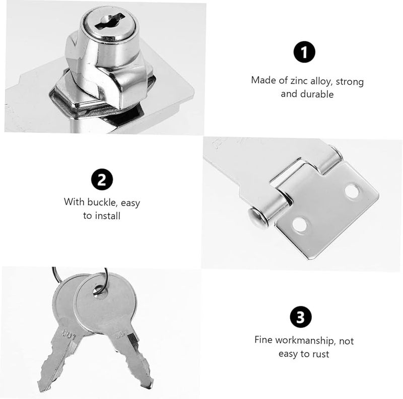 Operitacx Polished Medium Hasp Lock with Keys for Cabinets and Wooden Doors Easy Installation - Image 5