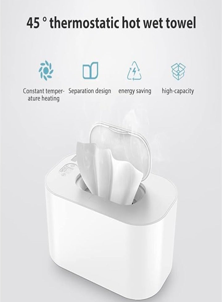 Portable Baby Wipes Warmer with Thermostat, Adjustable Temperature Digital Display Wet Wipes Warmer Box (White)  - Image 2
