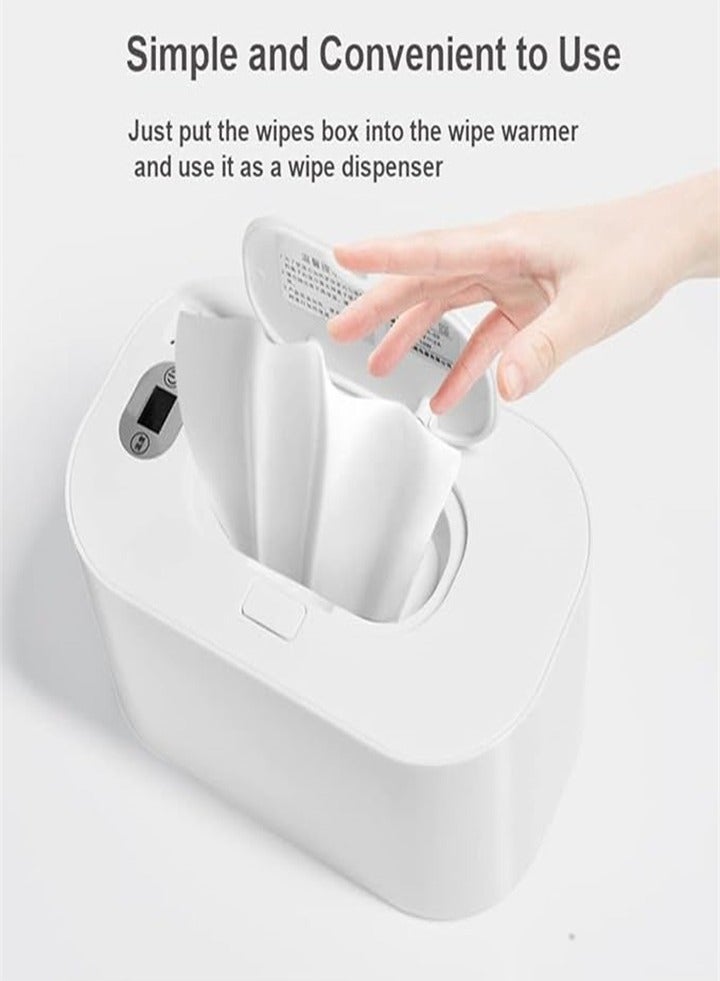 Portable Baby Wipes Warmer with Thermostat, Adjustable Temperature Digital Display Wet Wipes Warmer Box (White)  - Image 5