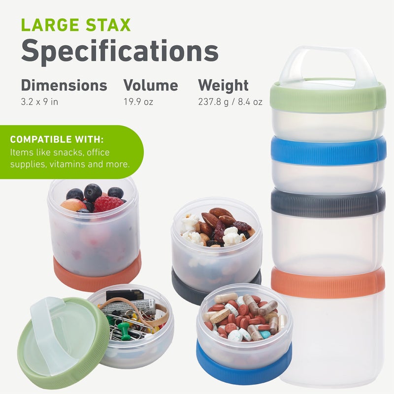 humangear Stax Modular Storage System - Food-Safe 4-Piece Stacking Container with Click-Handle - Image 5