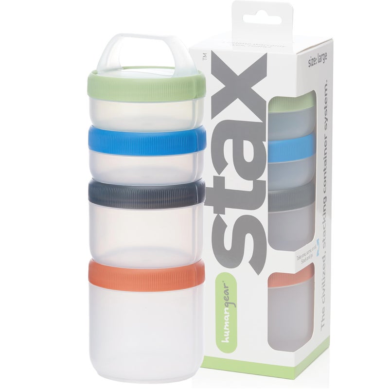 humangear Stax Modular Storage System - Food-Safe 4-Piece Stacking Container with Click-Handle - Image 1