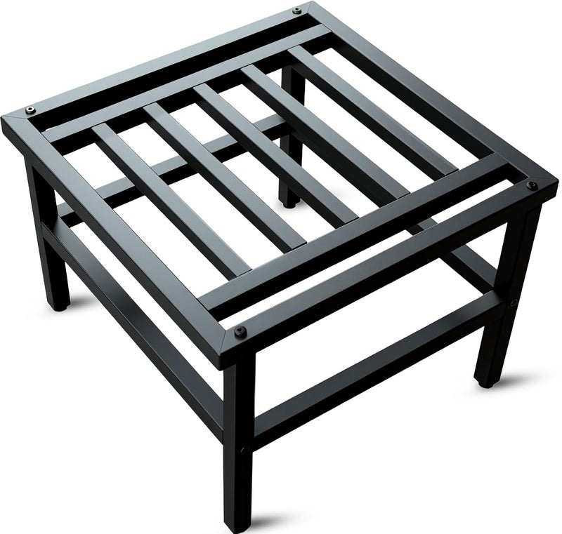 Hongsane Plant Stand Indoor Outdoor,18 Inch Square Metal Plant Stands Riser,Heavy Duty Wrought Iron Pedestal Holders for Large Flower Pot,Outside Rust-Proof Black Flower Display Shelf for Patio,1-Pack - Image 1