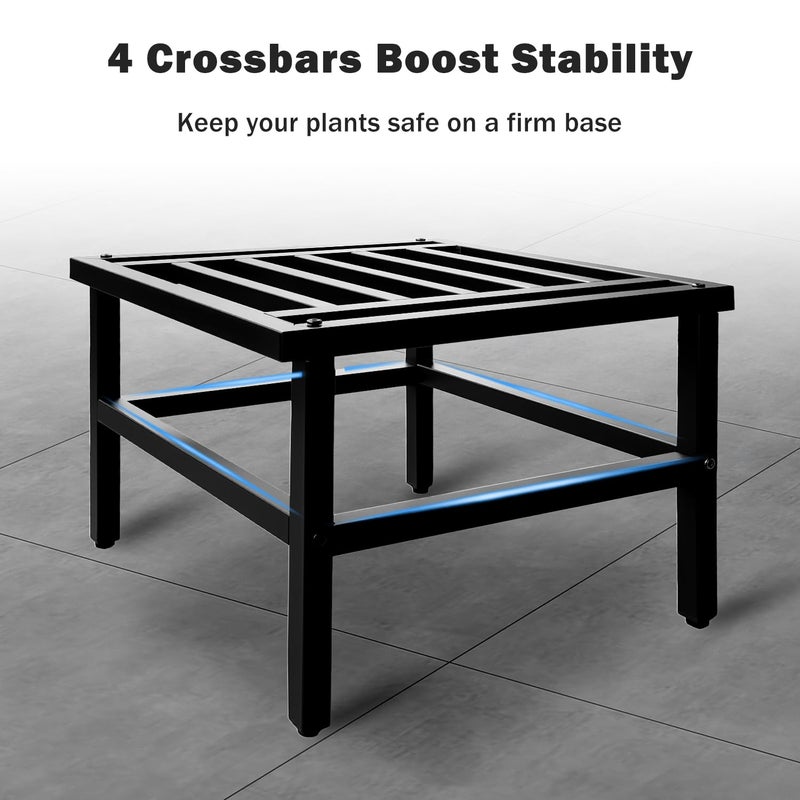 Hongsane Plant Stand Indoor Outdoor,18 Inch Square Metal Plant Stands Riser,Heavy Duty Wrought Iron Pedestal Holders for Large Flower Pot,Outside Rust-Proof Black Flower Display Shelf for Patio,1-Pack - Image 4