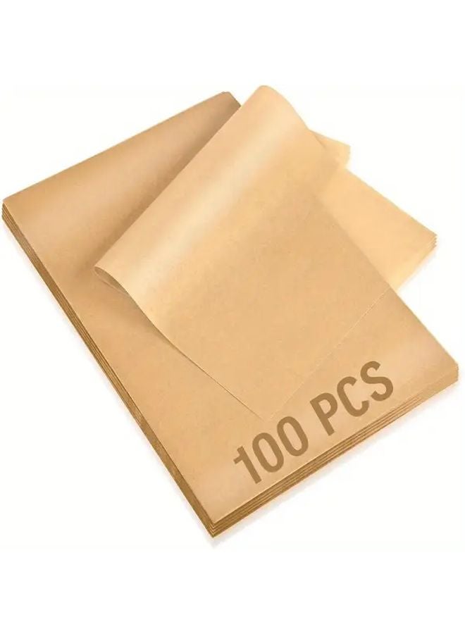 100Pcs Natural Color Unbleached Wax Paper 6x8 Inches Non Stick Baking Paper For Air Fryer Grilling Steaming - Image 1