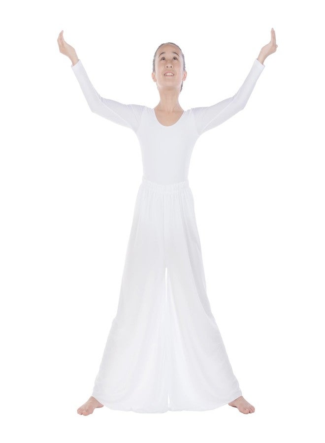Danzcue Girls Celebration of Spirit Palazzo Pants, White, 8-10 - Image 3