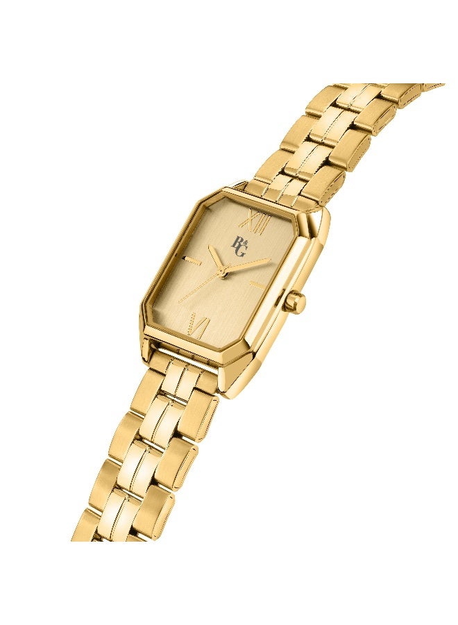 B&G Women's Gold Rectangular Analog Dial with Gold Metal Band Watch - 36mm - R3853267511 - Image 2