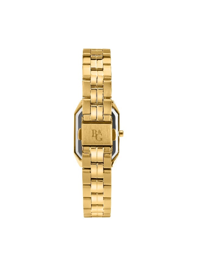 B&G Women's Gold Rectangular Analog Dial with Gold Metal Band Watch - 36mm - R3853267511 - Image 4