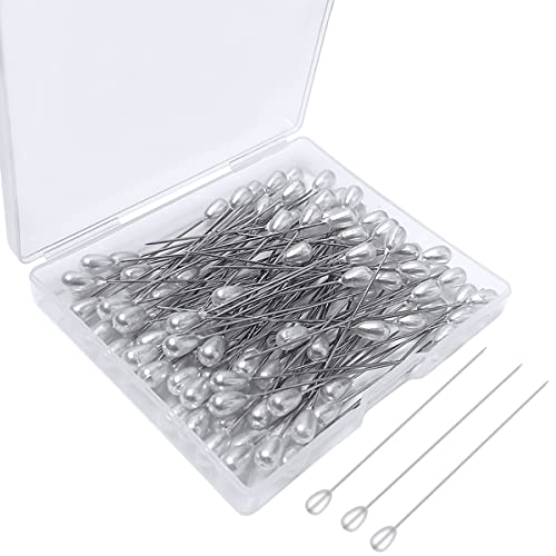 yuntop 100 Pcs Corsage Pins Teardrop Pearl Pins Sewing Wedding Bouguet Pins for DIY Jewelry Making Sewing Wedding Flower Decorations(2 Inch) - Image 1