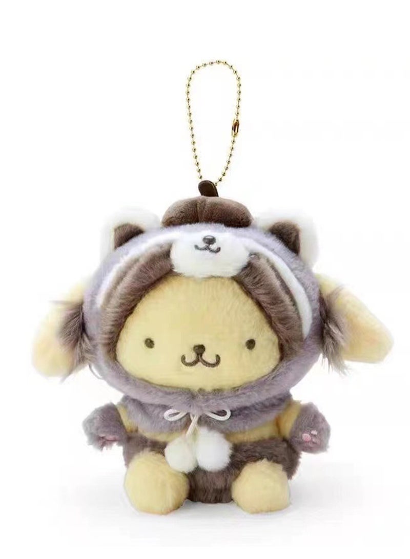 (Little Pudding Dog)15cm Creative Cartoon Plush Toy Dress Up Forest Animal Series Backpack Key Pendant  - Image 1