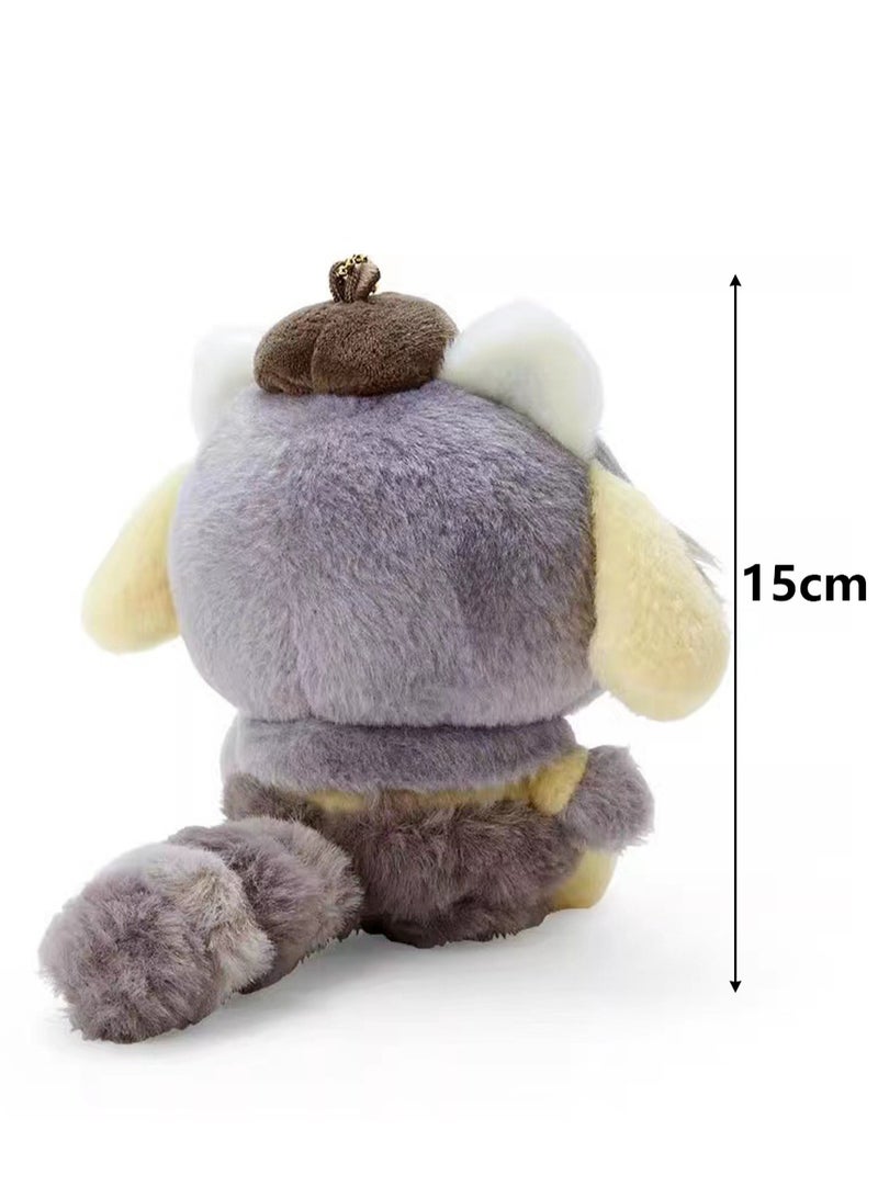 (Little Pudding Dog)15cm Creative Cartoon Plush Toy Dress Up Forest Animal Series Backpack Key Pendant  - Image 2