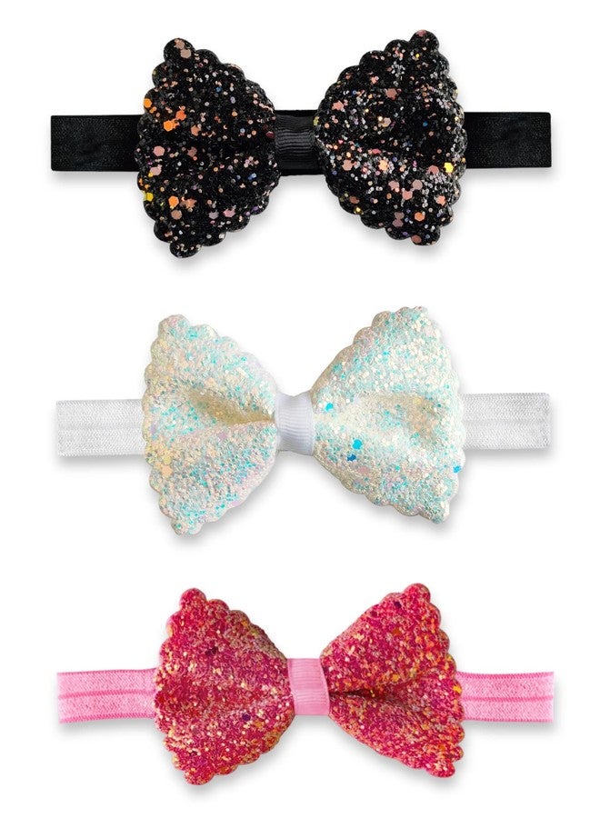 ANNACREATIONS ANNA CREATIONS 3 Pcs Baby Girls Super Stretchy Premium Soft Elastic Multi-Colored Bow Headband Hair Accessories for Baby Girls and Kids - Image 1