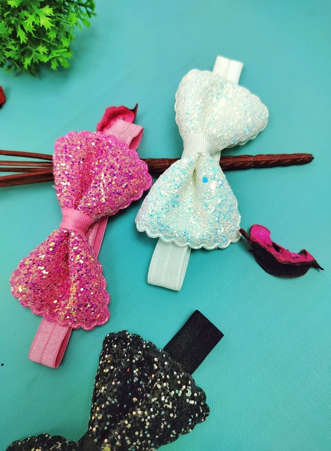 ANNACREATIONS ANNA CREATIONS 3 Pcs Baby Girls Super Stretchy Premium Soft Elastic Multi-Colored Bow Headband Hair Accessories for Baby Girls and Kids - Image 4