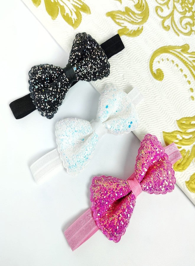 ANNACREATIONS ANNA CREATIONS 3 Pcs Baby Girls Super Stretchy Premium Soft Elastic Multi-Colored Bow Headband Hair Accessories for Baby Girls and Kids - Image 2
