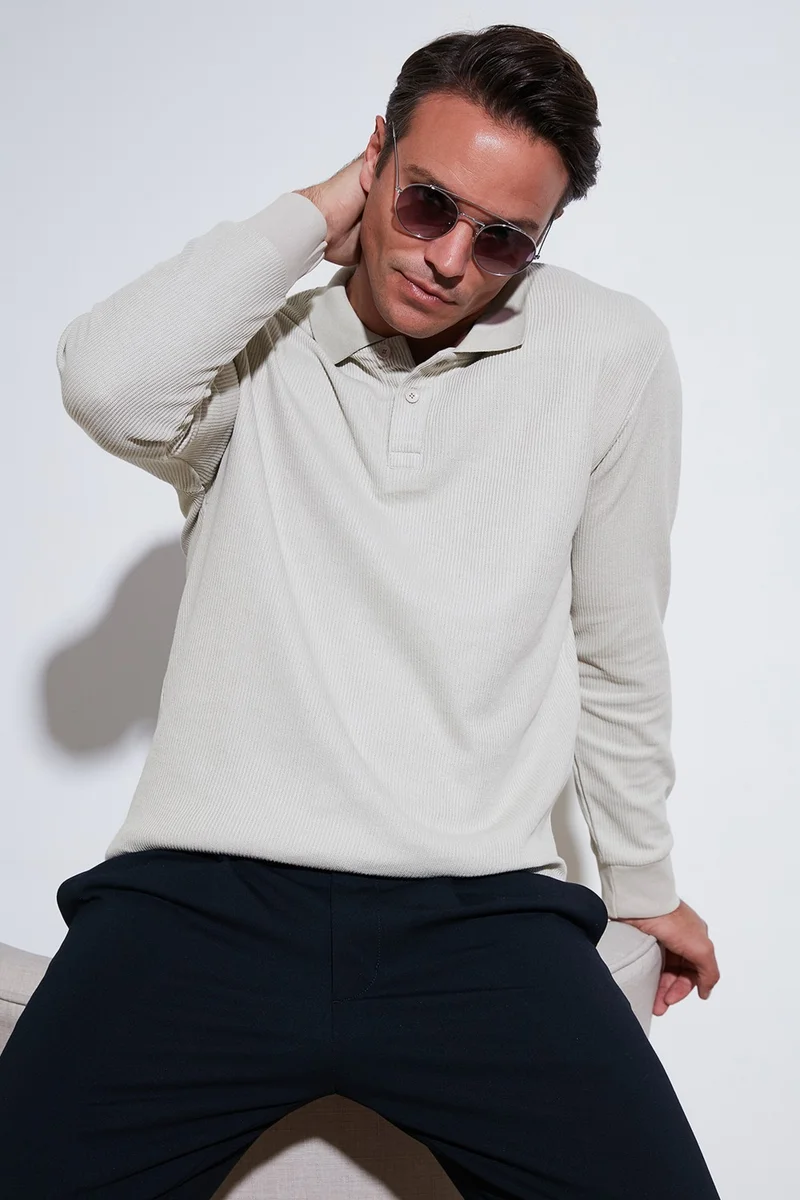 Buratti Cotton Regular Fit Buttoned Polo Neck Sweat Men's Sweat 5905739