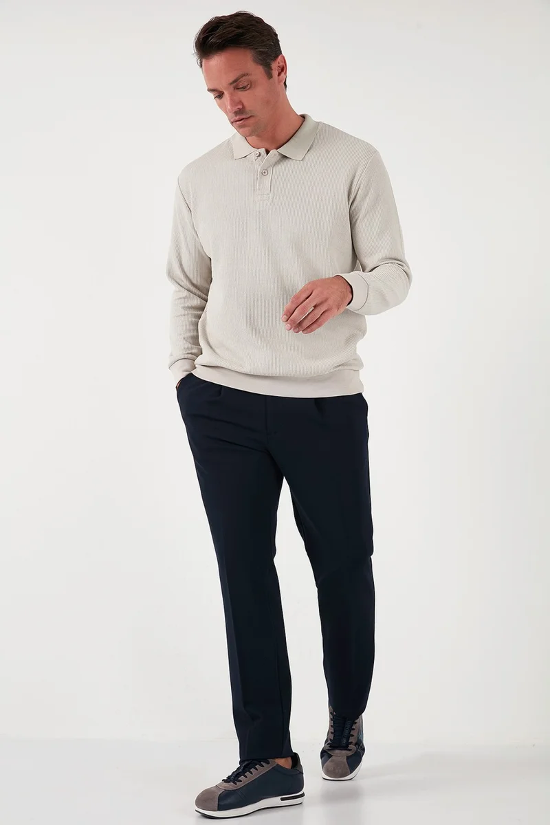 Buratti Cotton Regular Fit Buttoned Polo Neck Sweat Men's Sweat 5905739