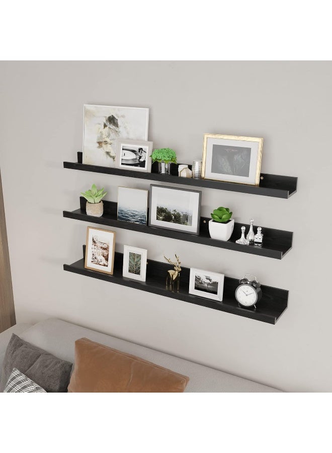 Giftgarden Giftgarden 36 Inch Black Floating Shelves for Wall Woodgrain Picture Ledge  - Image 2