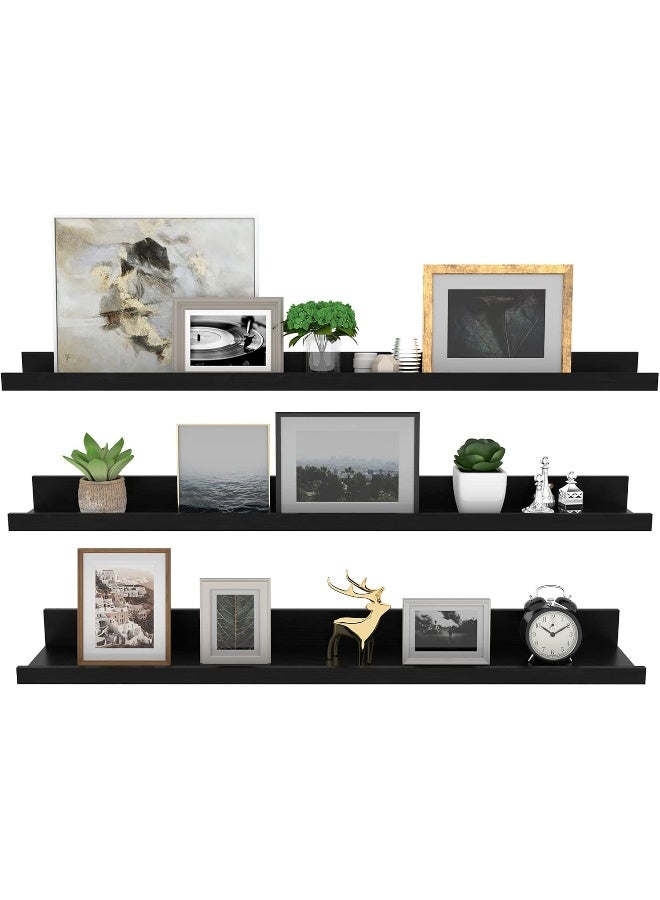 Giftgarden Giftgarden 36 Inch Black Floating Shelves for Wall Woodgrain Picture Ledge  - Image 1