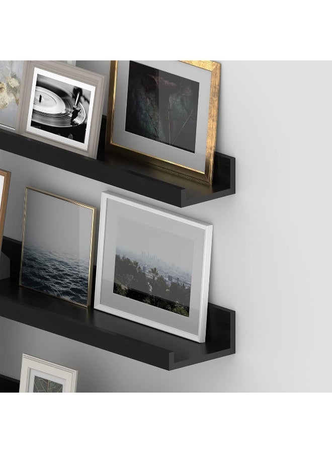 Giftgarden Giftgarden 36 Inch Black Floating Shelves for Wall Woodgrain Picture Ledge  - Image 4