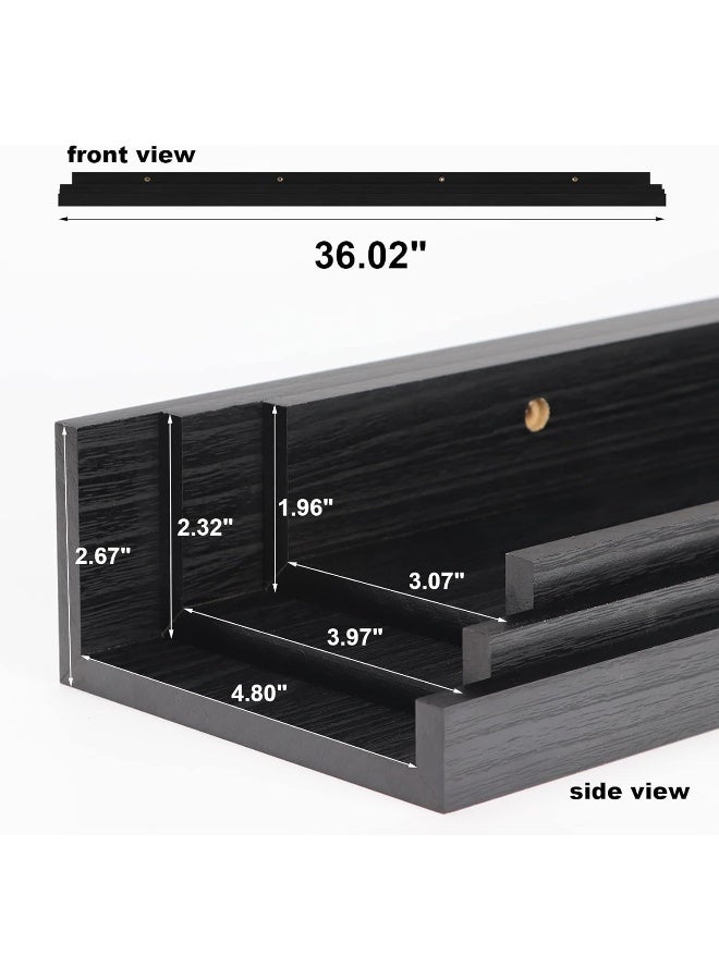Giftgarden Giftgarden 36 Inch Black Floating Shelves for Wall Woodgrain Picture Ledge  - Image 3