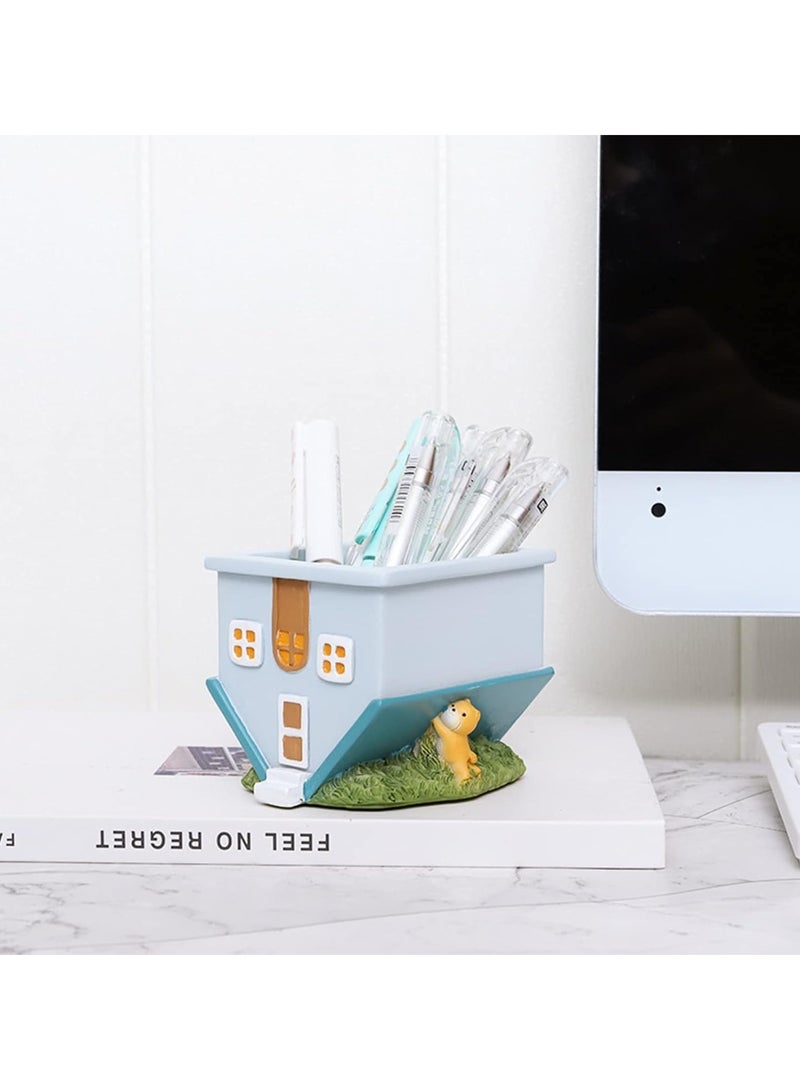 Generic Succulent Plant Pot, House-Shaped Kitten Decorative Flower Pot, With Drainage Holes, Multifunctional Creative Decoration, Desktop Flower Pot Pen Holder, Suitable For Home Desk Garden Decoration  - Image 4