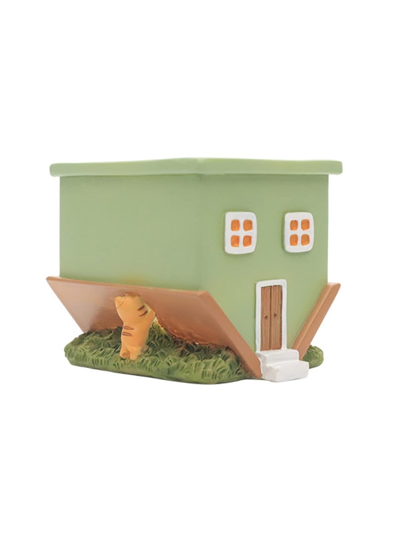 Generic Succulent Plant Pot, House-Shaped Kitten Decorative Flower Pot, With Drainage Holes, Multifunctional Creative Decoration, Desktop Flower Pot Pen Holder, Suitable For Home Desk Garden Decoration  - Image 1