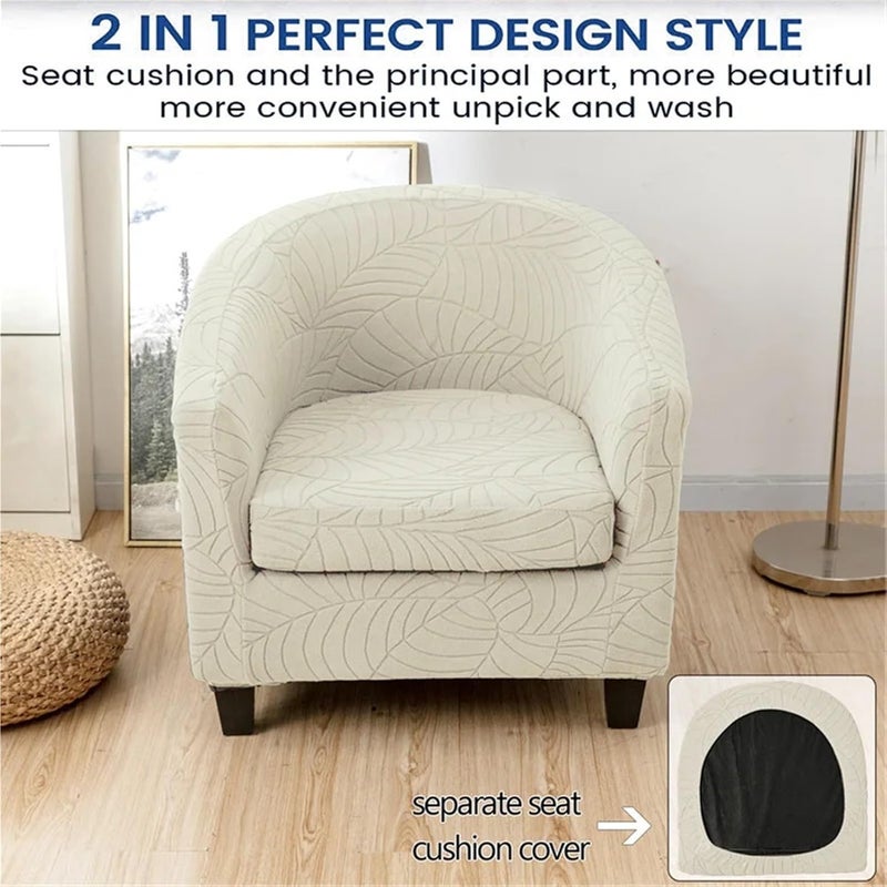 Stretch Chair Sofa Slipcover Tub Club Armchair Covers Leaves Jacquard Bar Chair Cover Single Sofa Slipcovers with Seat Cushion(Color9) - Image 4