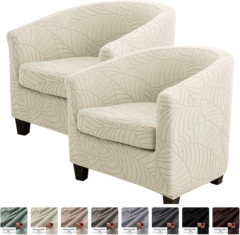 Stretch Chair Sofa Slipcover Tub Club Armchair Covers Leaves Jacquard Bar Chair Cover Single Sofa Slipcovers with Seat Cushion(Color9) - Image 2