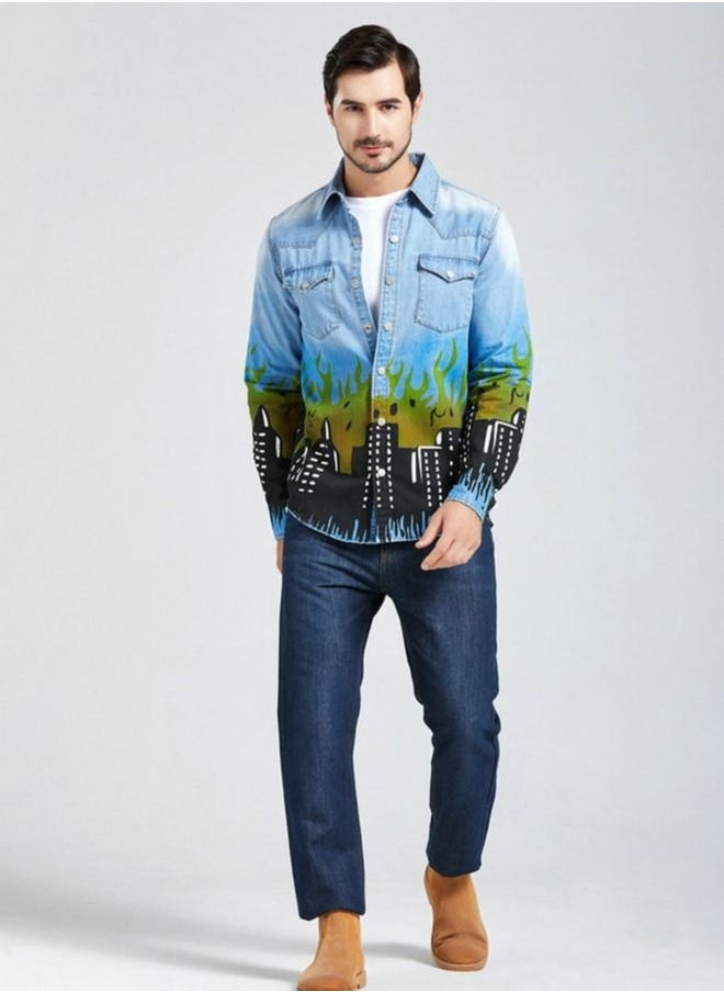 Nomadic Noble - Printed Denim Jacket - Image 1
