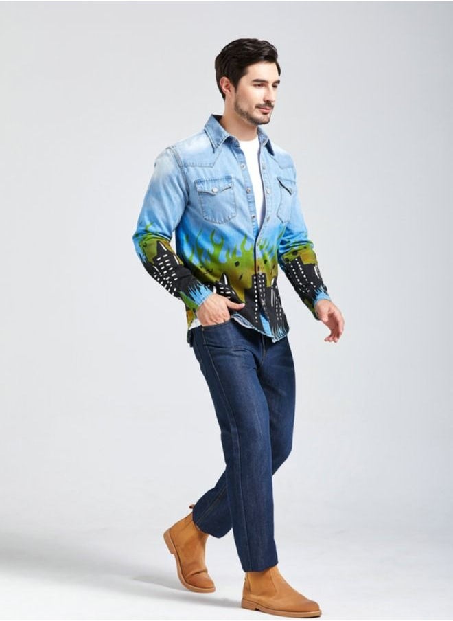 Nomadic Noble - Printed Denim Jacket - Image 1