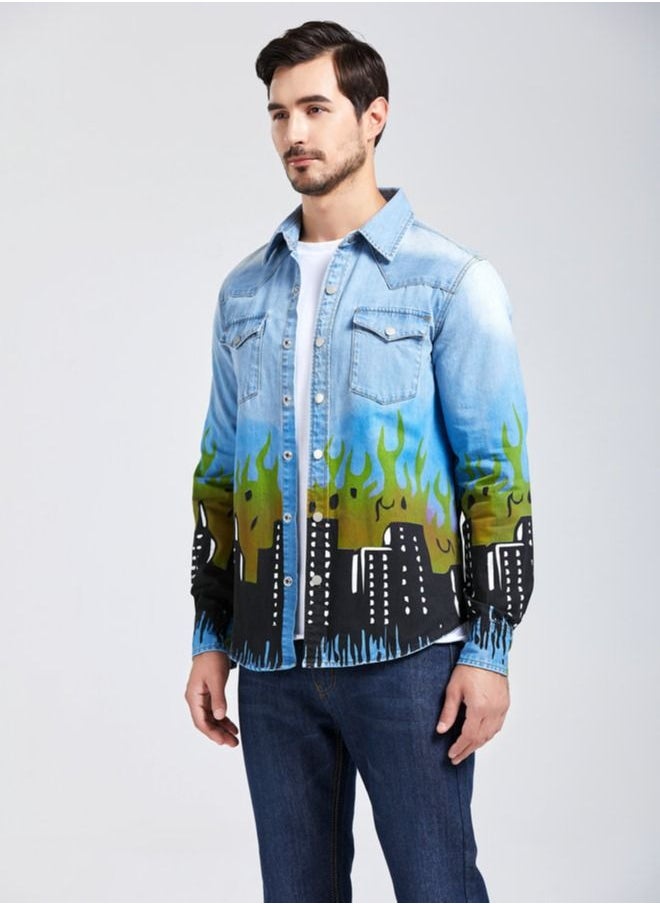 Nomadic Noble - Printed Denim Jacket - Image 1
