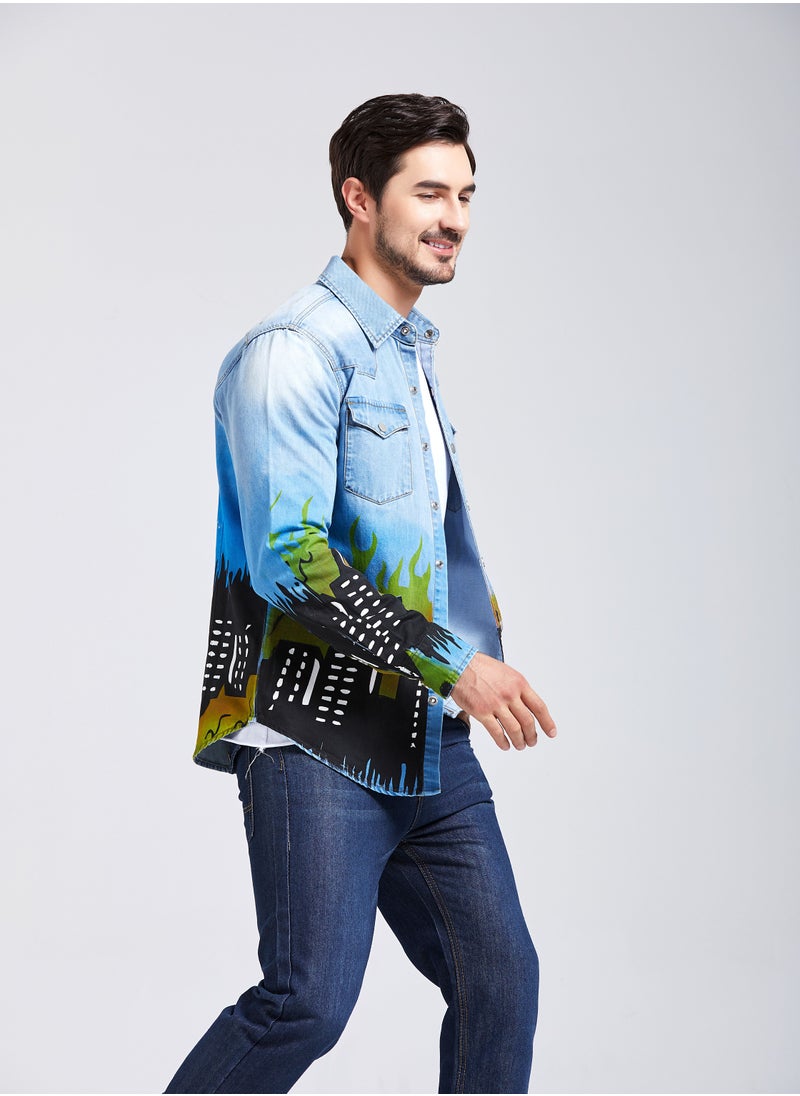 Nomadic Noble - Printed Denim Jacket - Image 1