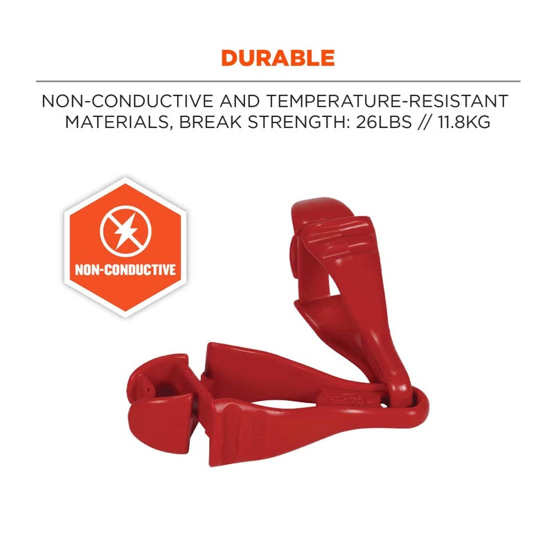 Ergodyne حامل قفازات إيرغوداين سكودز 3400 مع مشابك مزدوجة، أحمر، 1 قطعة (عبوة من 1) - Image 4