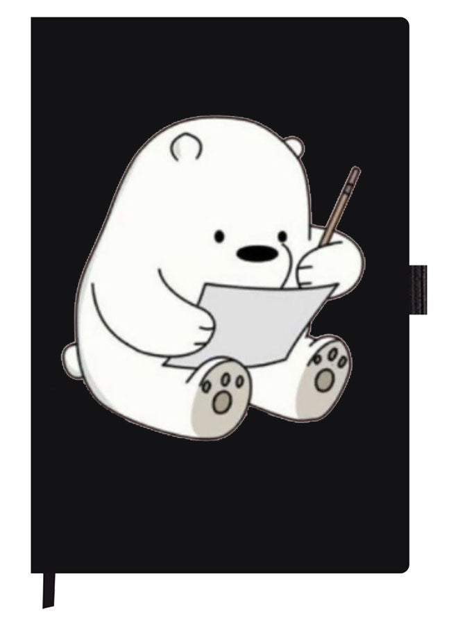 Theodor Designer A5 Thick Black Hardcover Notebook Panda Writing - Image 1