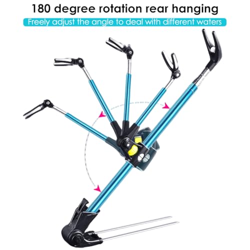 Proberos® 1.7m Retractable Fishing Rod Holder with Ground Nail Bank Fishing Rod Set Lake Fishing Pole Stand, Fishing Rod Holder, Adjustable Aluminium Support Stand for Lake Fishing - Image 2