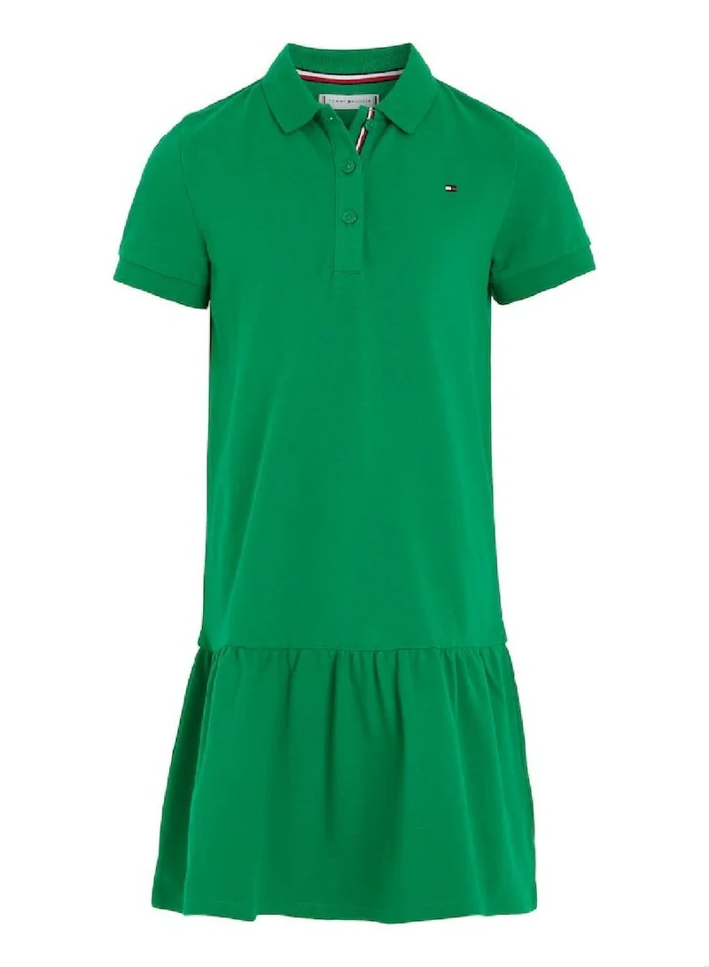 TOMMY HILFIGER Girls' Essential Dropped Waist Polo Dress - Stretch cotton,  Green for Women