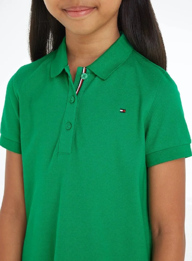 TOMMY HILFIGER Girls' Essential Dropped Waist Polo Dress - Stretch cotton,  Green for Women | Best Price Bahrain