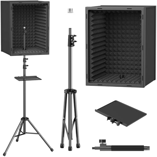 TONOR Personal Vocal Booth, Microphone Isolation Shield for Studio, Framed Acoustic Foam Box, Sound Absorbing, for Professional Recording, Podcast, Singing, Adjustable Height, Max 190 cm/53.1inch - Image 1