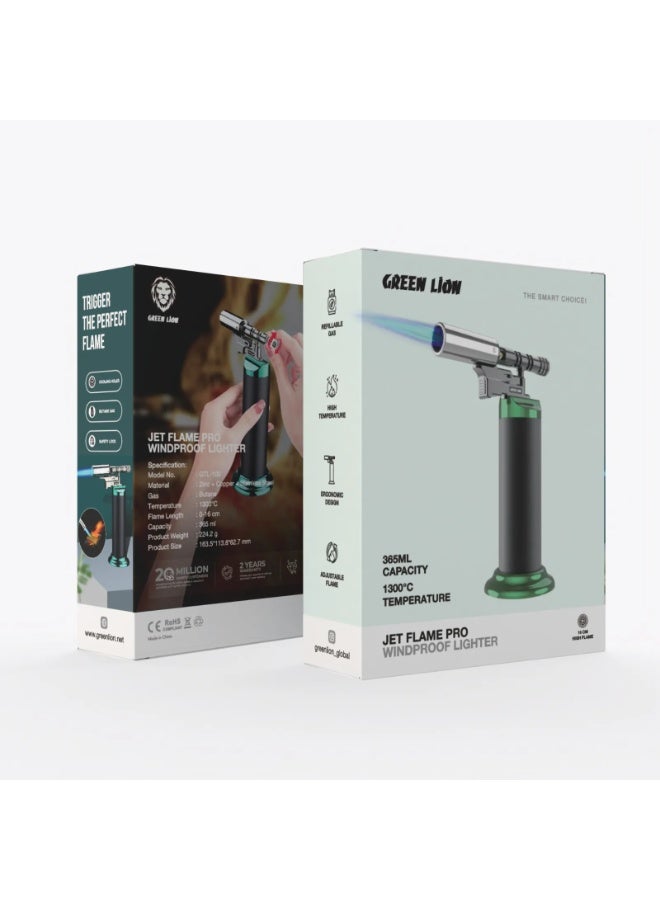 GREEN LION Jet Flame Pro Windproof 365ml / Cooling Holes / Safety Lock / Ergonomic Design - Black - Image 4