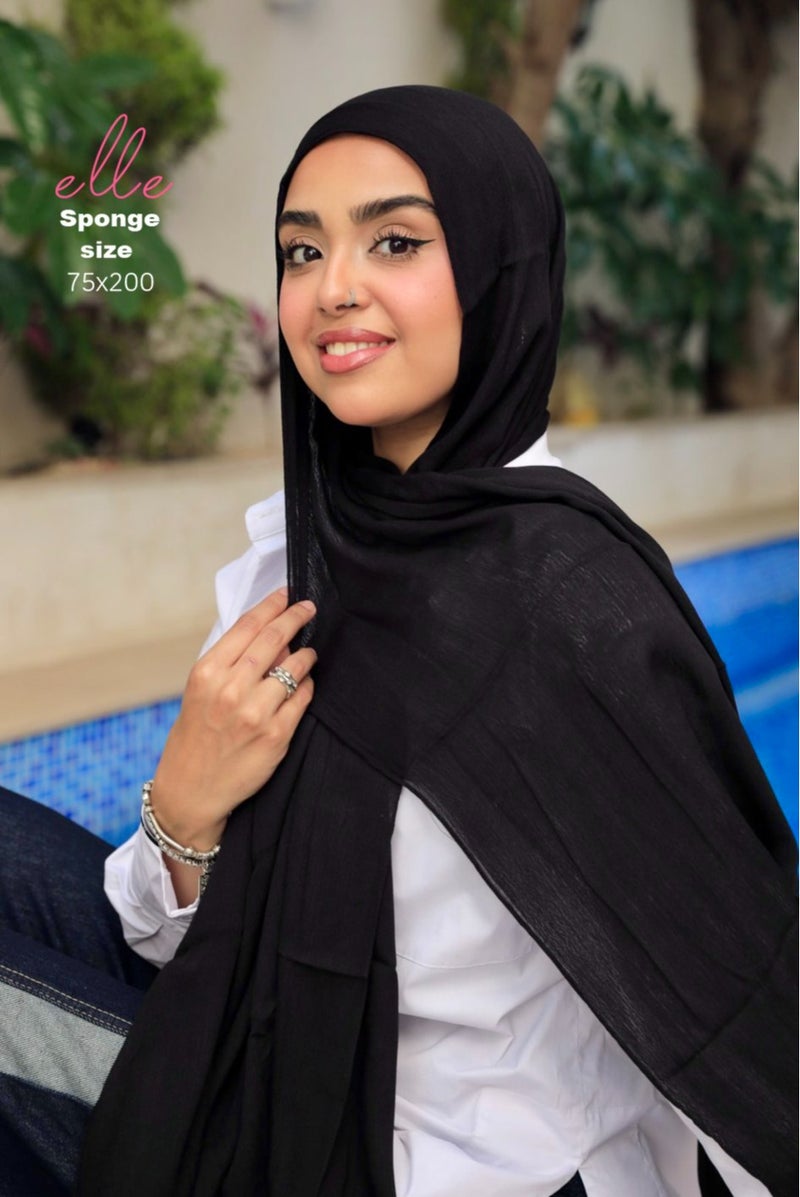 طرحة و وشاح حجاب إسلامي قطن اسبونج فاخر من القطن للنساء للمناسبات والأيام العادية - مقاس (200 سم × 75 سم)