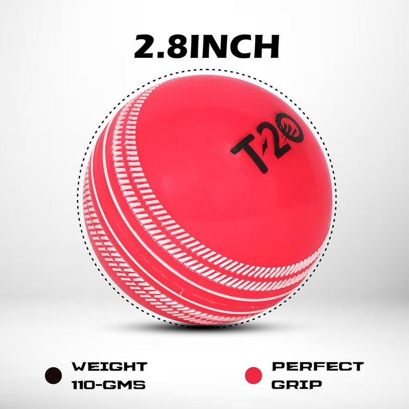 RUBX كرات كريكيت هوائية PVC T-20 بلس 110 جرام - عبوة من 3 (وردي) للعب الداخلي والخارجي، الشارع والشاطئ - Image 4