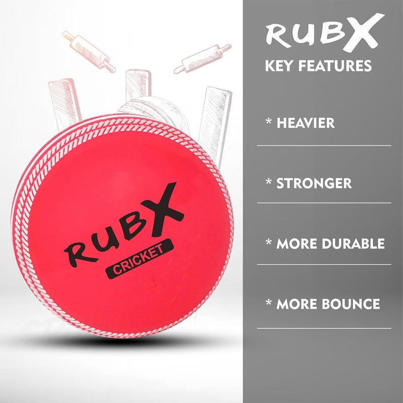RUBX كرات كريكيت هوائية PVC T-20 بلس 110 جرام - عبوة من 3 (وردي) للعب الداخلي والخارجي، الشارع والشاطئ - Image 5