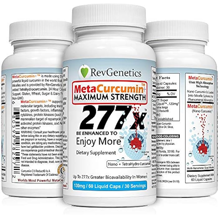 REVGENETICS MetaCurcumin 277x Super Curcumin + TetraHydroCurcumin (60 Liquid Capsules) - Image 2