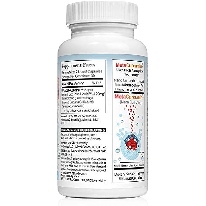 REVGENETICS MetaCurcumin 277x Super Curcumin + TetraHydroCurcumin (60 Liquid Capsules) - Image 4