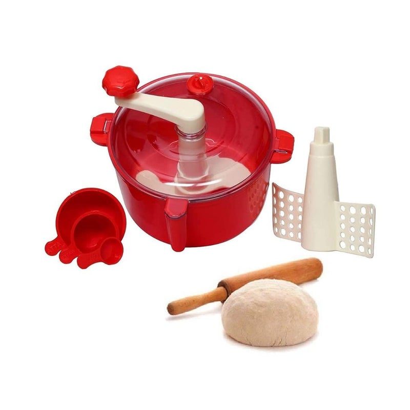 HOMETIC HOMETIC 2 in 1 Ata Maker Automatic NonElectric Dough Maker Atta Maker Machine for Kitchen Roti Maker for Home RED Pack of 1  - Image 2