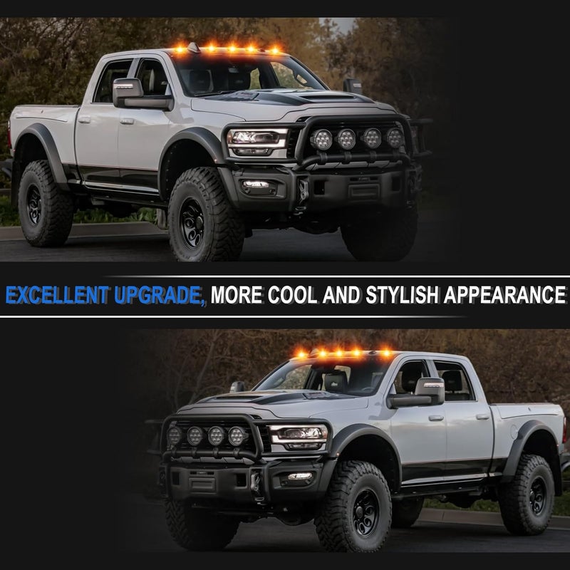 SHINEFIT 5PCS LED Cab Clearance Lights for Ram 2500 3500 4500 5500 (2019-2024) - Smoked Top Cab Roof Lights - Image 5