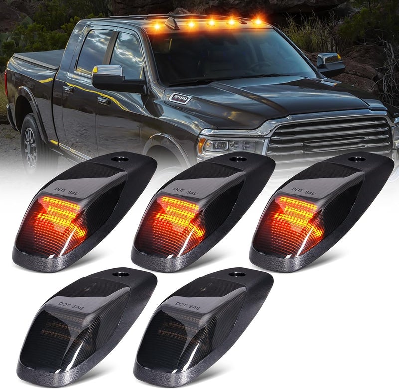 SHINEFIT 5PCS LED Cab Clearance Lights for Ram 2500 3500 4500 5500 (2019-2024) - Smoked Top Cab Roof Lights - Image 1